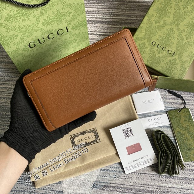 Gucci新款錢包 古馳竹子設計拉鏈女錢包 Gucci全皮純色長錢包 658634  ydg3020